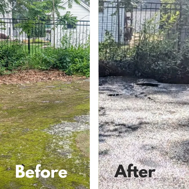 before and after pressure washing asphalt driveway