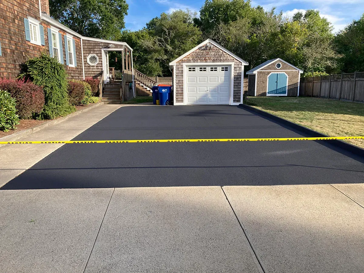 Newly sealed residential driveway