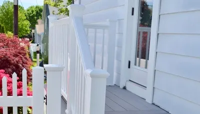 Exterior entry porch with composite decking | Hanson Massachusetts
