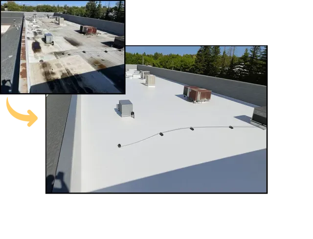 Roof restoration before and after