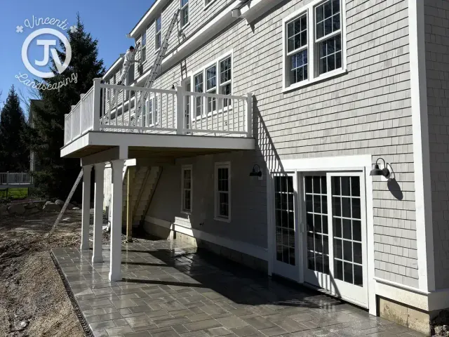 Paver patio installation by Vincenti Landscaping