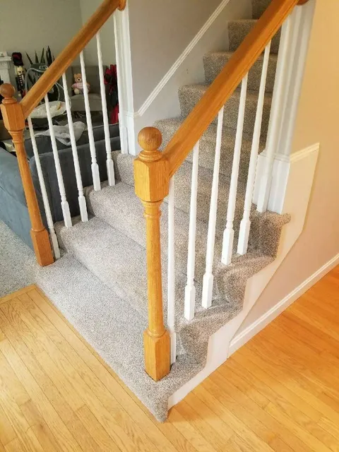 Perfectly carpeted stairs in Berlin, NH from ADF Flooring LLC