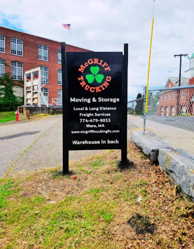 Photo of the McGriff Storage Services in Ware, MA street sign.