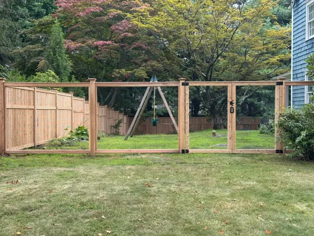 Cedar picture frame fence in Danbury, CT.