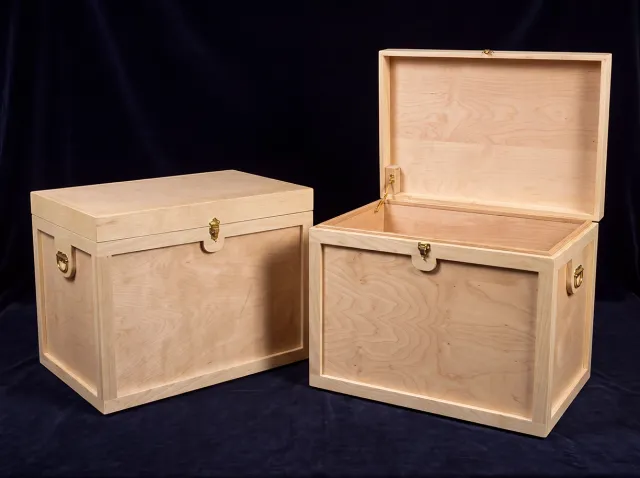 Custom storage chests with brass hardware