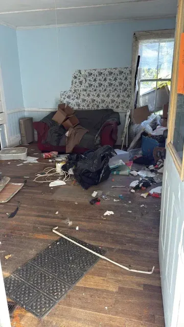 Cluttered room before a full cleanout