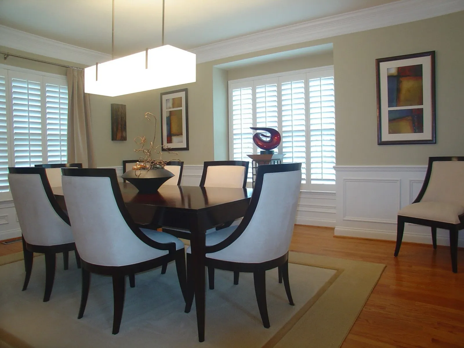 Modern Dining Room with traditional millwork