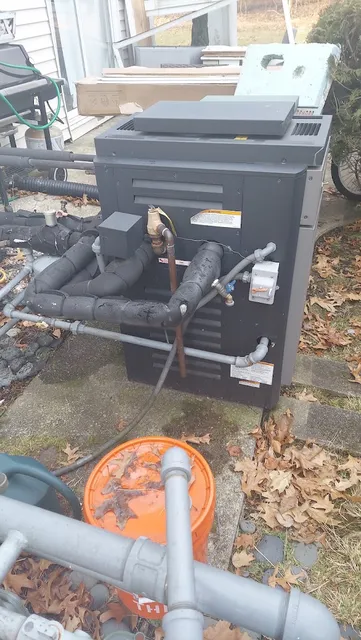 Pool heater installation with new gas and water piping
