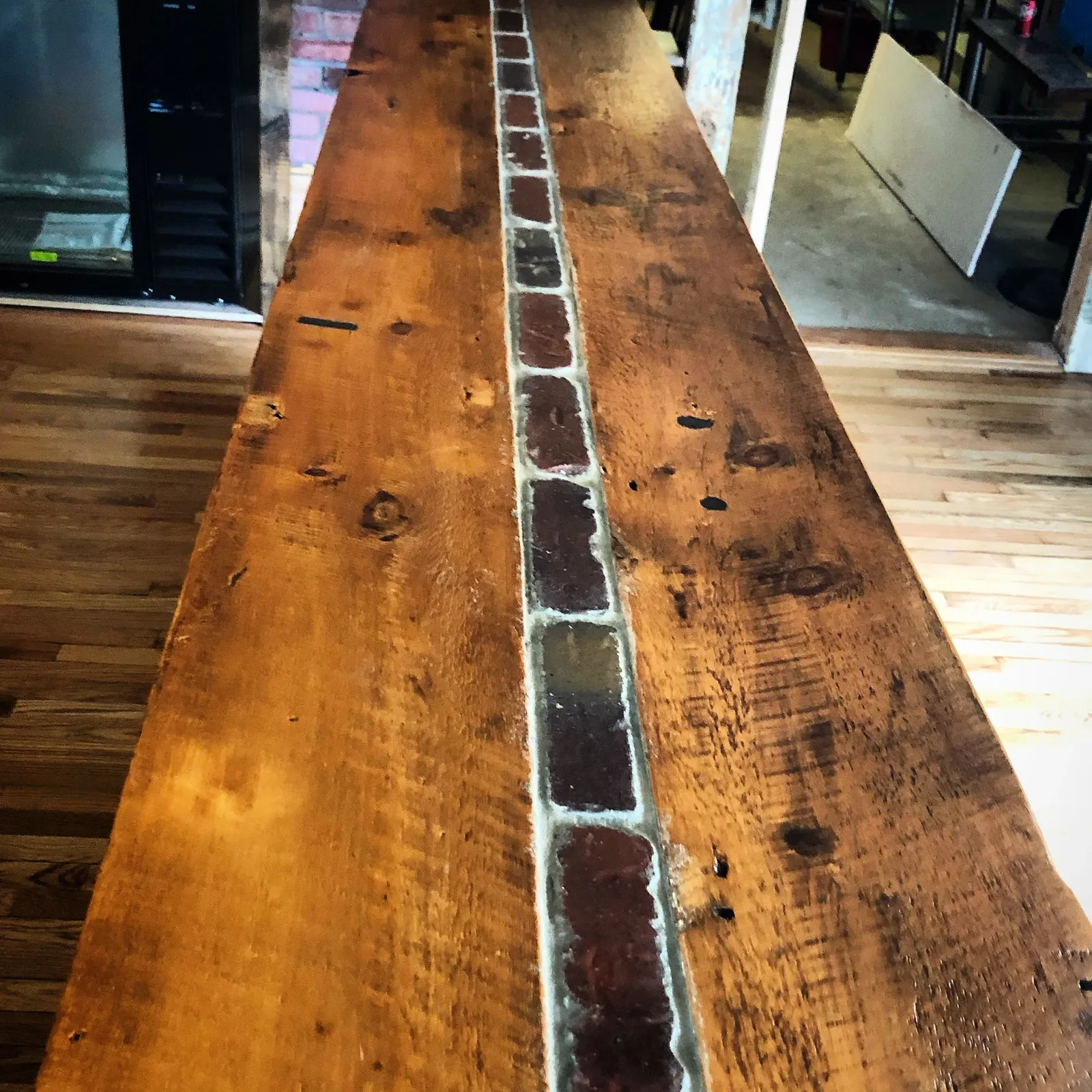Custom Wood Bar Counter Top w/ Stone In-lay