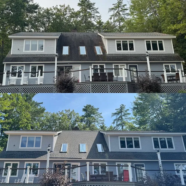 Roof Cleaning Wipes Out Heavy Black Streaking on This Wolfeboro, NH Lakefront Home