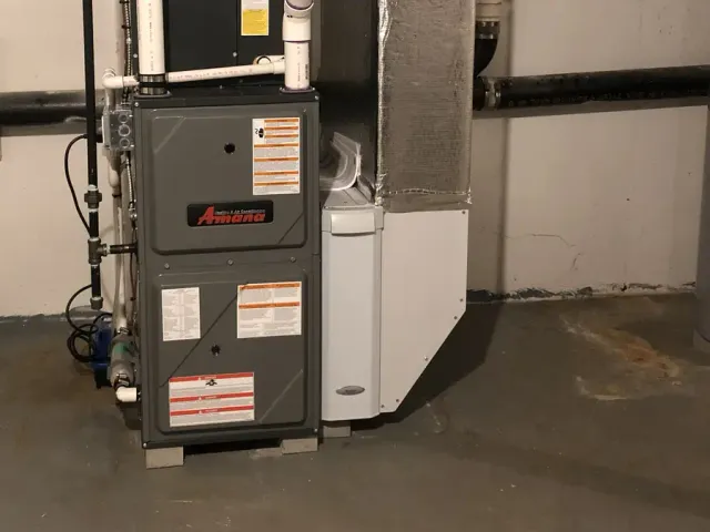 Amana high-efficiency gas furnace installation Southern NH