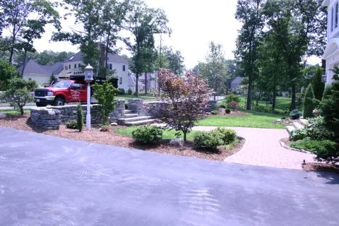 Stone Wall, Patio and Landscaping