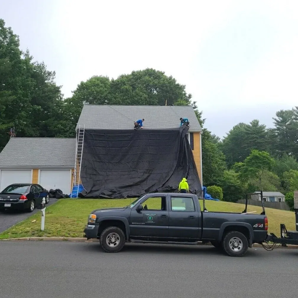 New roof installed in Rockland. Owens Corning Duration Onyx Black shingles. Backed with a lifetime warranty
