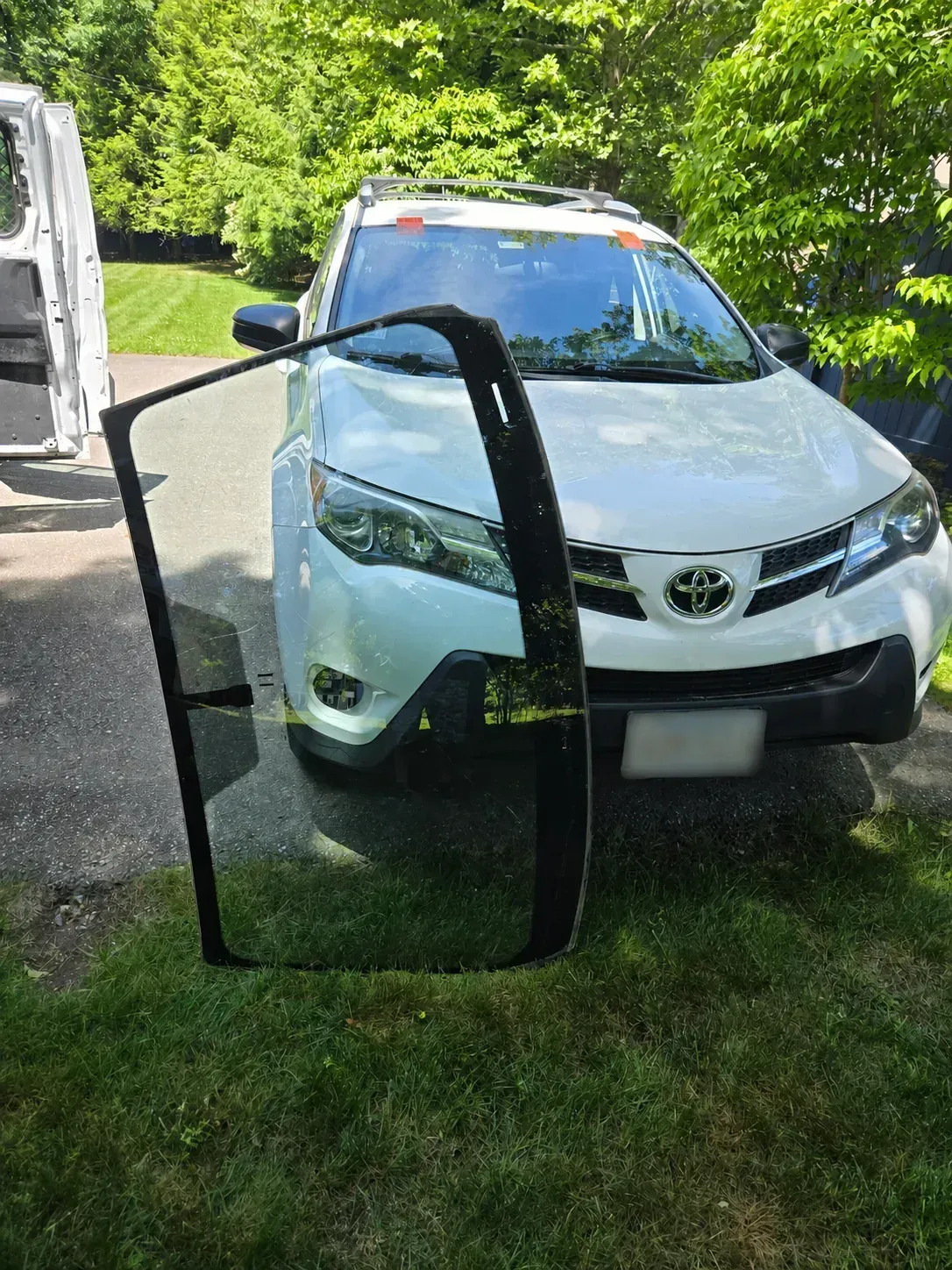Replacement windshield ready for a Toyota installation