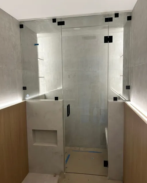 Steam shower Thursday. Basement steam enclosure on this project. Matte black hardware.