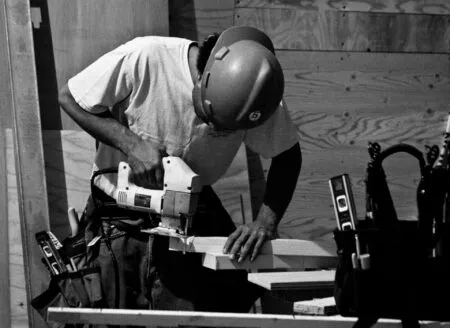 man using saw