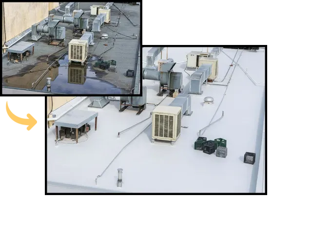 Roof restoration before and after