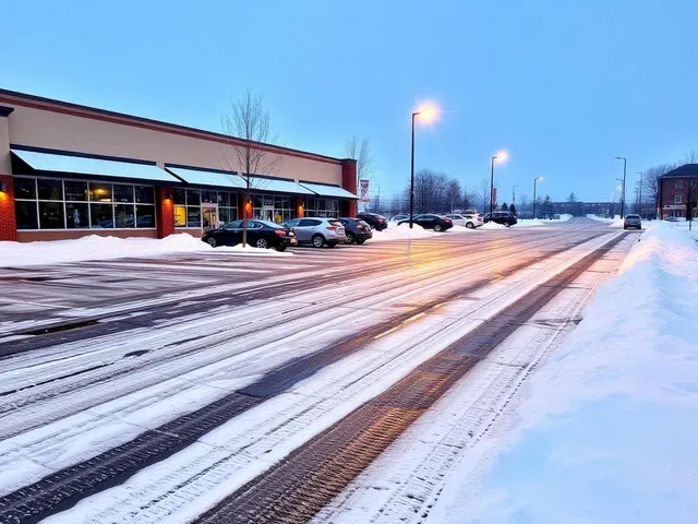 Commercial parking lot cleared of snow