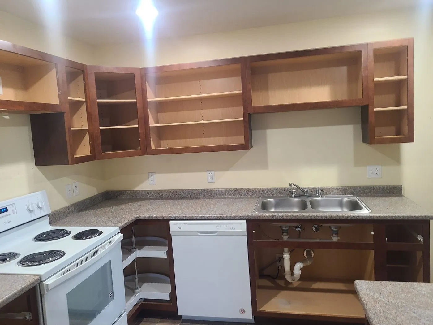 Apartment kitchen prepared for turnover