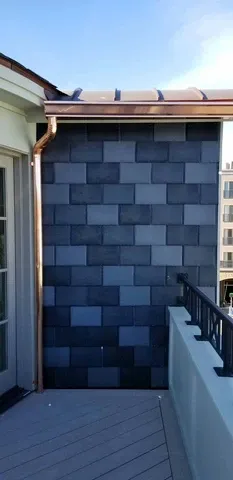 Patio with copper gutters