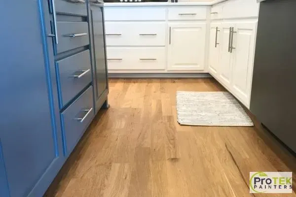 Kitchen Cabinet Painting - Newton Massachusetts - Blue Island - White Cabinets - ProTEK Painters 600x400