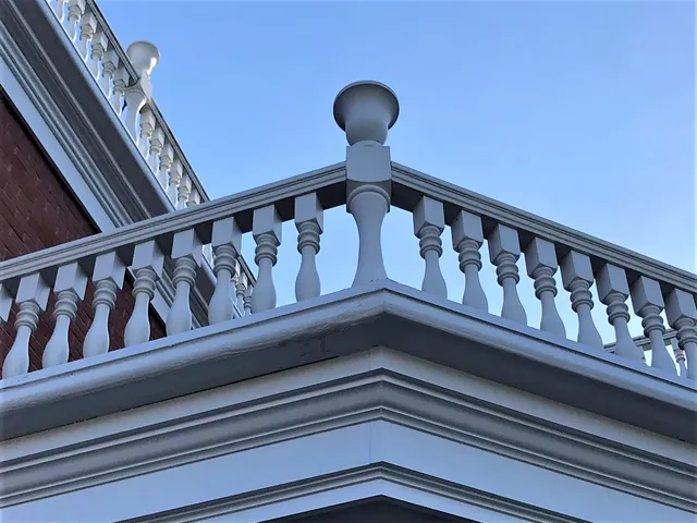 Restored balustrade and cornice detail