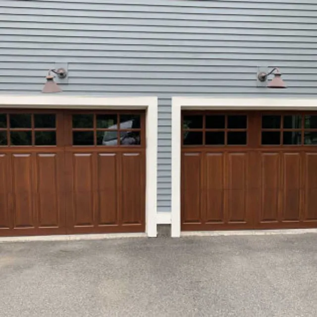 Garage doors and exterior trim finish