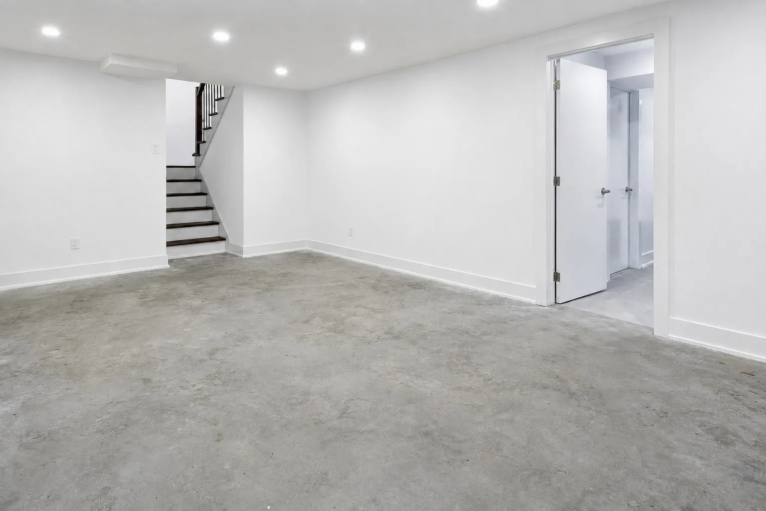 Basement vinyl flooring before