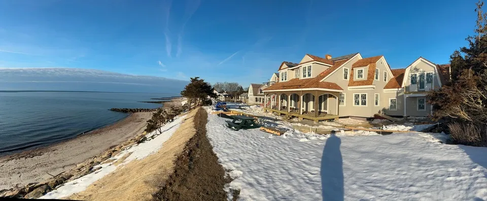 Beachfront home construction in Osterville, MA by Luxus Construction