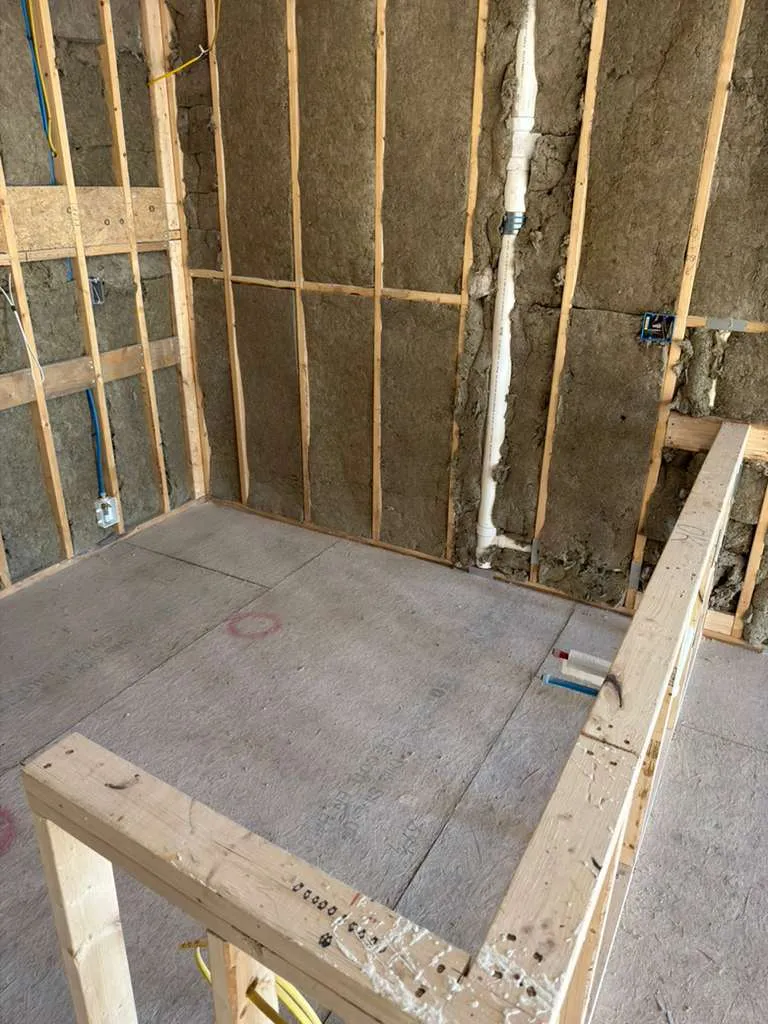 Kitchen island sink and ice maker rough plumbing installation