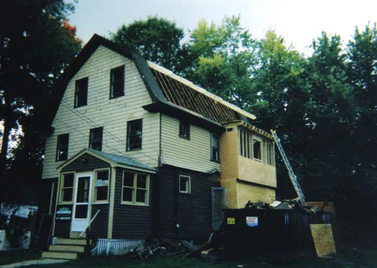 Gambrel-roof dormer addition under construction