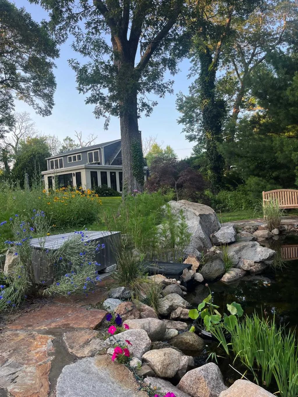 Sunroom Garden with Pond