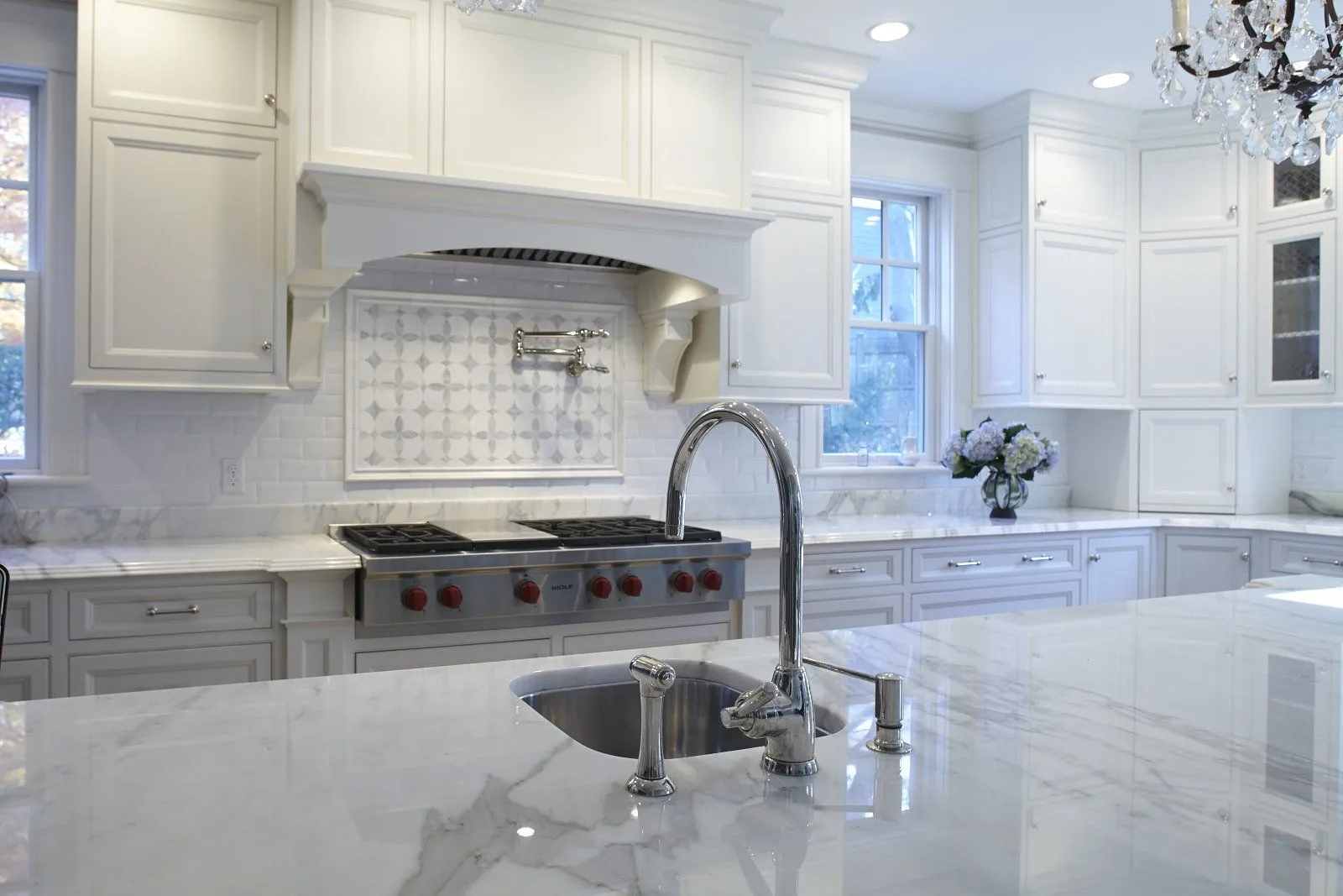Kitchen island sink and fixture installation