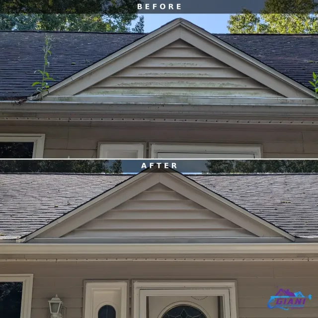Before and after house washing in Newmarket, NH