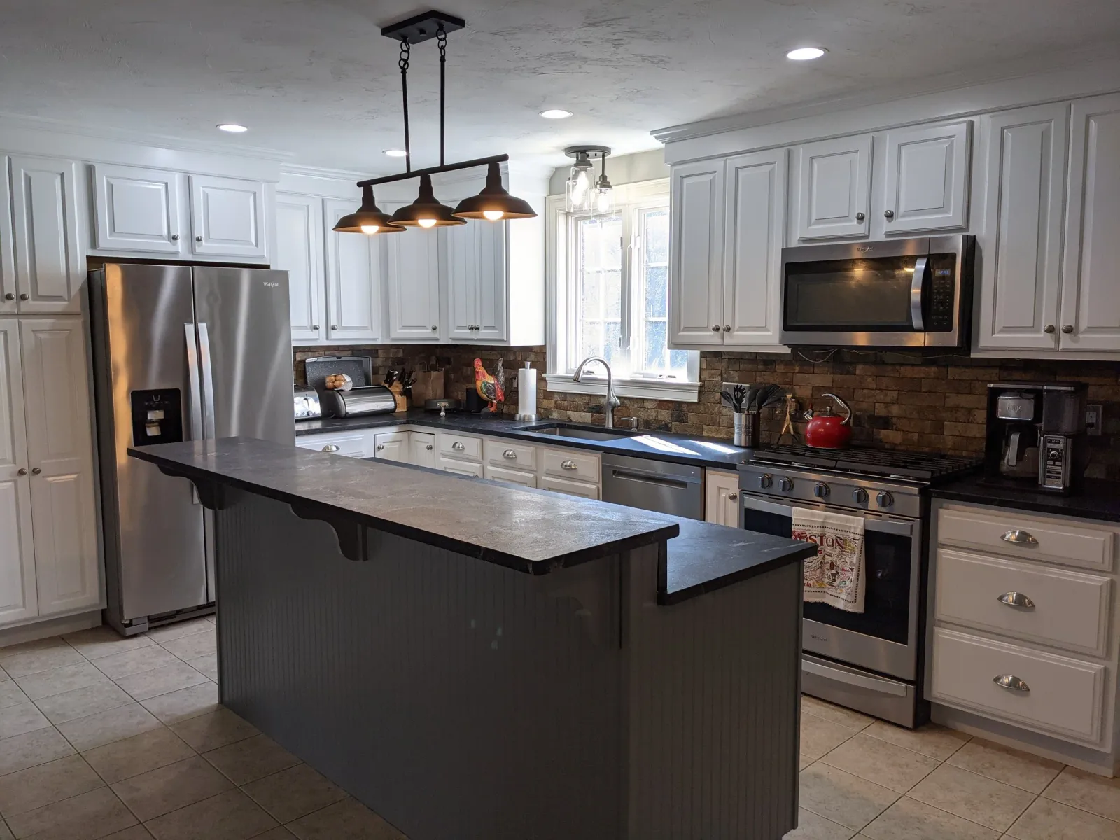 kitchen cabinet refinished bright white