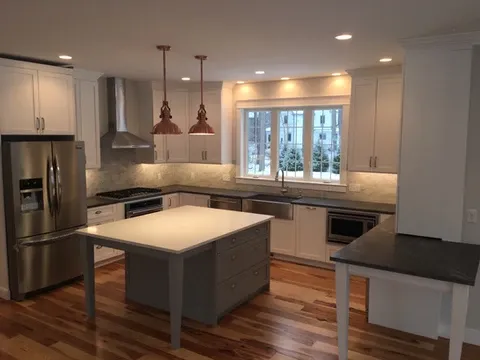 Timeless White Kitchen with Contrasting Island