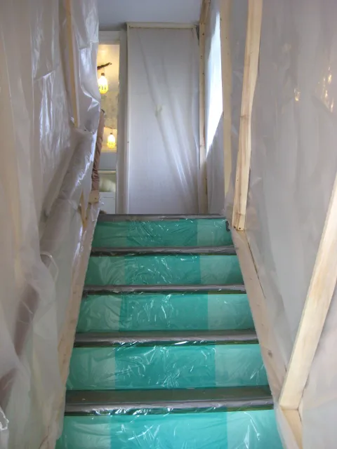 Dust &amp; Stair Protection to a Bathroom Remodel