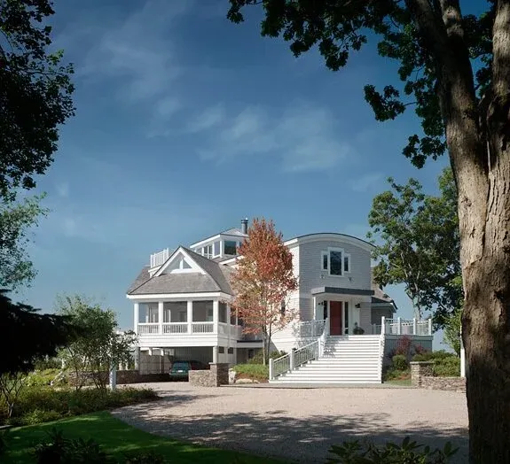 Entryway of custom coastal home renovation