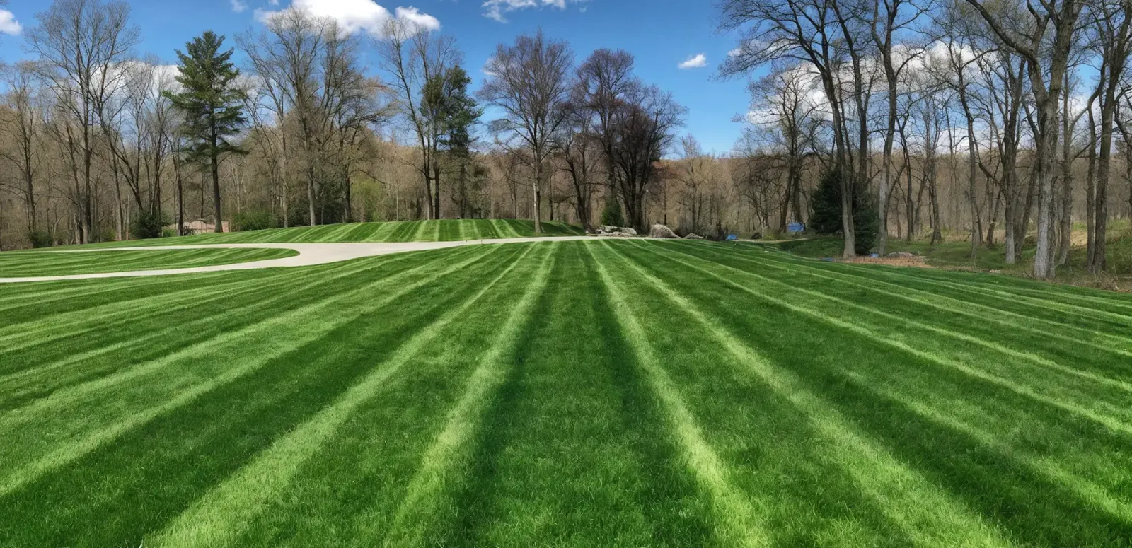 striped grass lawn cut by professional MA landscaper - slide 2