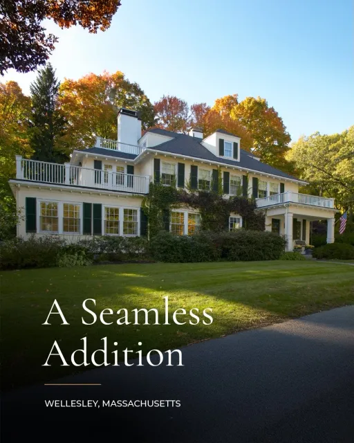 A thoughtfully designed two-story addition transformed this Wellesley home while preserving its original character. The new space features a spacious living room on the main level and a private office above, complete with a wrap-around deck that brin