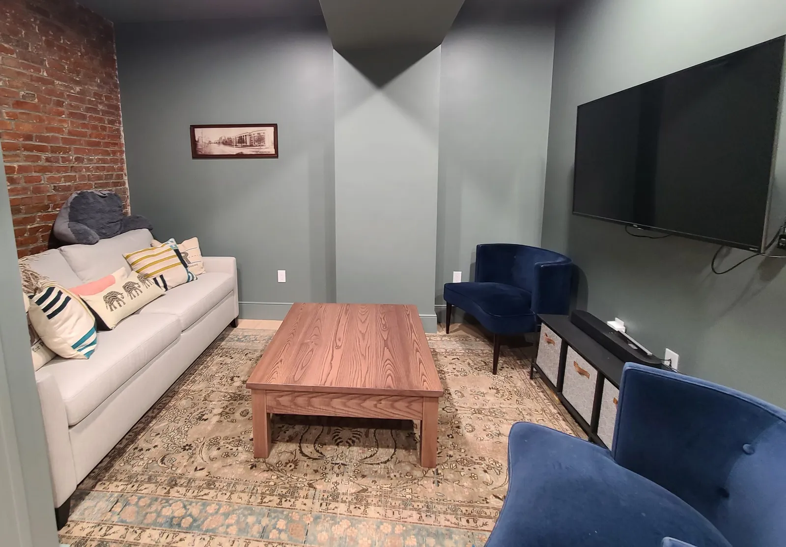 Brookline basement renovation in brownstone