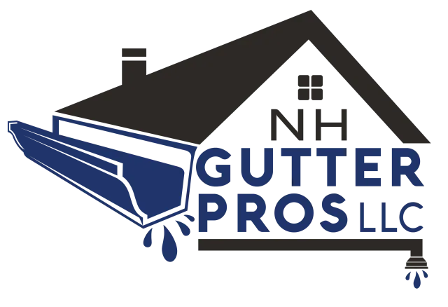NH Gutter Pros LLC logo with a blue gutter icon and black house roof graphic