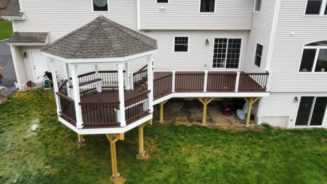 Composite deck with gazebo built in Bethel, CT