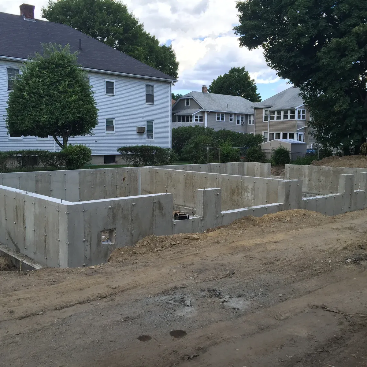 Poured foundation for a new build