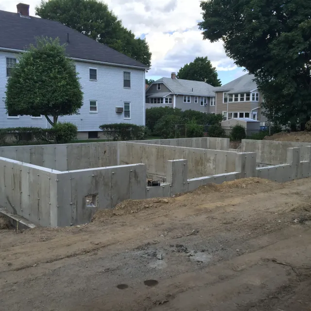 Poured foundation for a new build