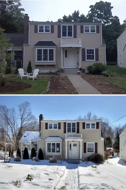 Colonial home before and after renovation and addition by Ariola