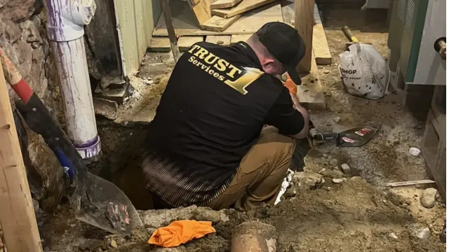 Technician doing AC service