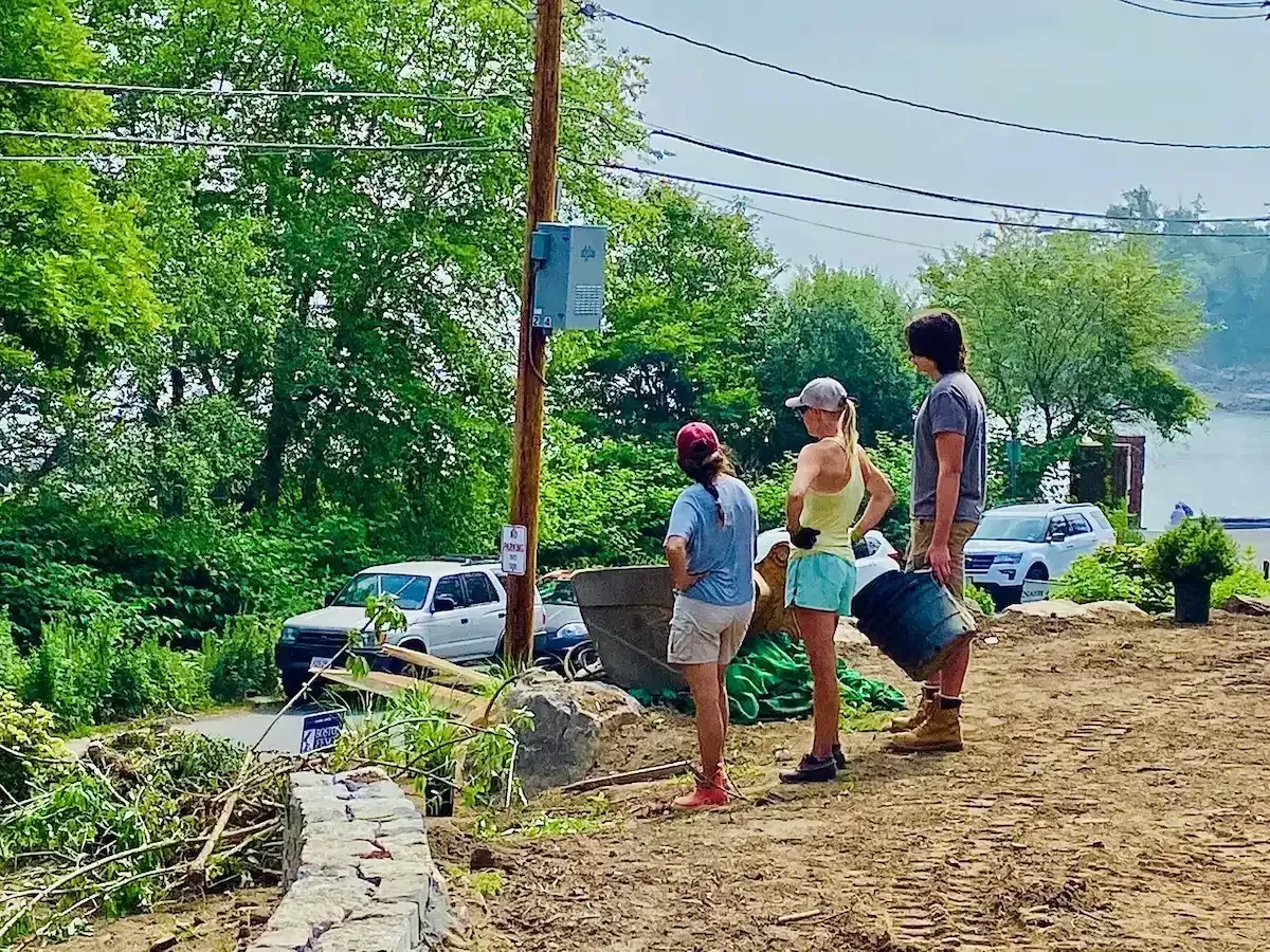 Garden maintenance services in Marblehead MA with professional landscape crew working on coastal property.