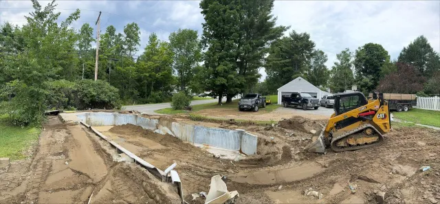 During Photo of Pool Demolition in Maine