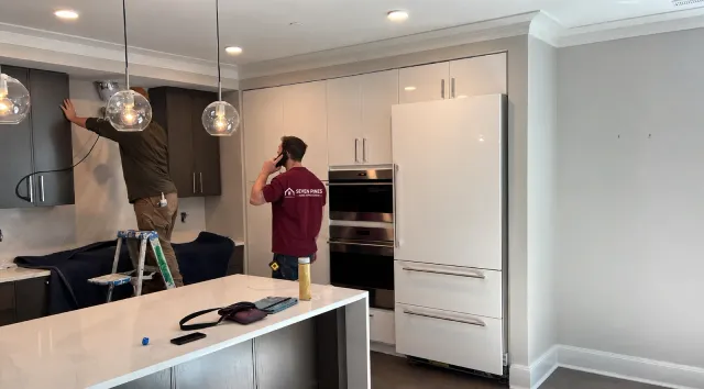 Seven Pines Home Improvement team working on a kitchen remodeling project in Shrewsbury, Massachusetts